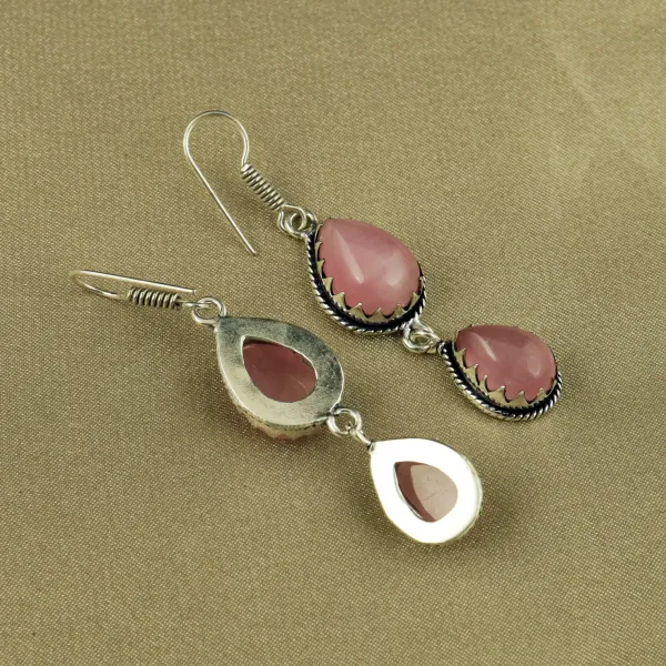Natural Monalisa Sterling Silver Plated Handmade Stud Earring — photo 3