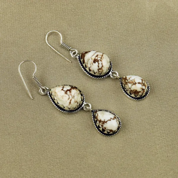 Natural Wild Horse Sterling Silver Plated Handmade Stud Earring — photo 2