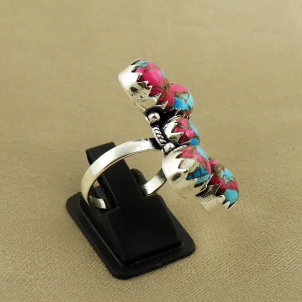 Natural Cotton Candy Sterling Silver Plated Handmade Ring - Size 9 (Adjustable) — photo 3