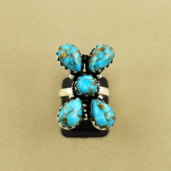 Natural Kingman Turquoise Sterling Silver Plated Handmade Ring - Size 8 (Adjustable) — photo 2