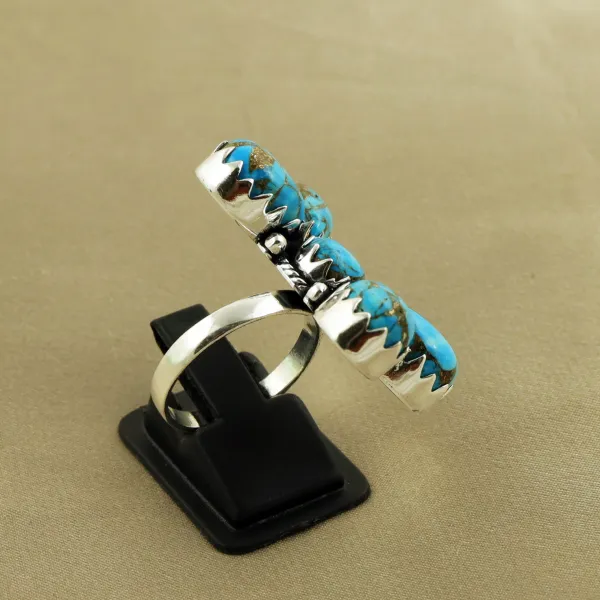 Natural Kingman Turquoise Sterling Silver Plated Handmade Ring - Size 8 (Adjustable) — photo 3