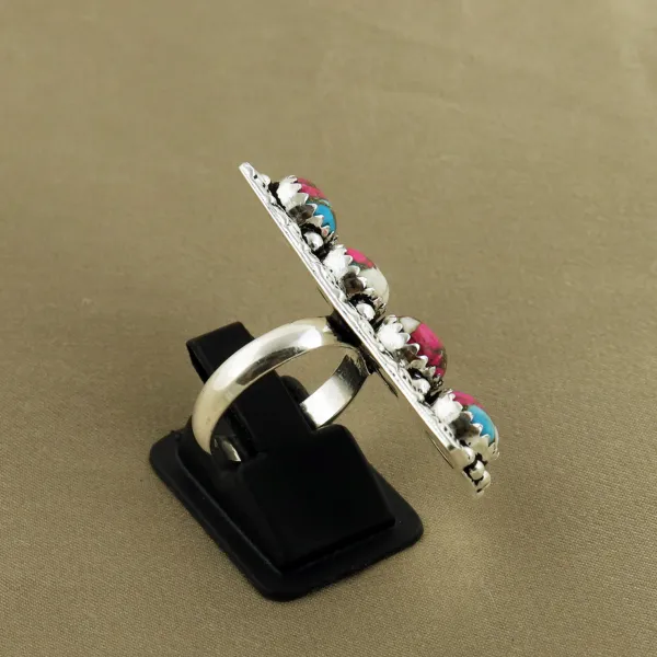 Natural Cotton Candy Sterling Silver Plated Handmade Ring - Size 7 — photo 3