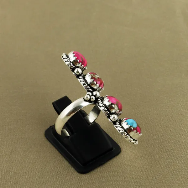 Natural Cotton Candy Sterling Silver Plated Handmade Ring - Size 6.5 — photo 3