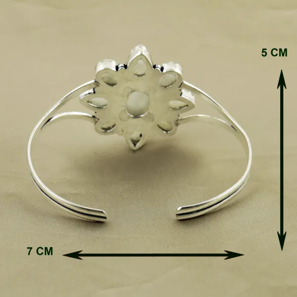Natural Rainbow Moonstone Sterling Silver Plated Handmade Cuff Bangle — photo 3