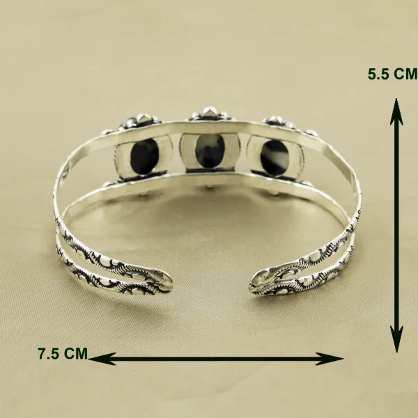 Natural Zebra Jasper Sterling Silver Plated Handmade Cuff Bangle — photo 3