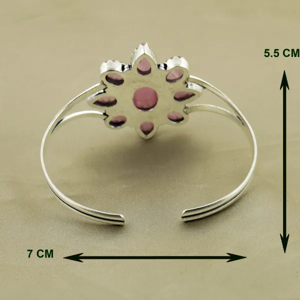 Natural Monalisa Sterling Silver Plated Handmade Cuff Bangle — photo 3