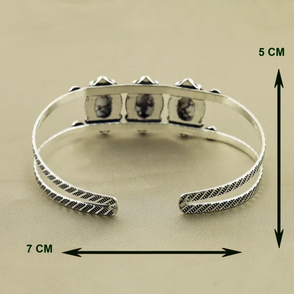 Natural Wild Horse Sterling Silver Plated Handmade Cuff Bangle — photo 3