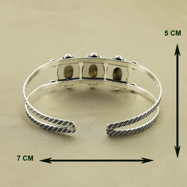 Natural Labradorite Sterling Silver Plated Handmade Cuff Bangle — photo 3