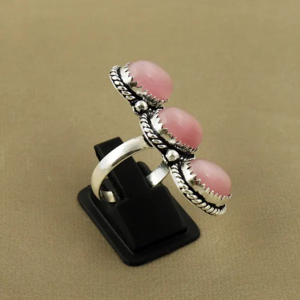 Natural Monalisa Sterling Silver Plated Handmade Ring - Size 8 — photo 3