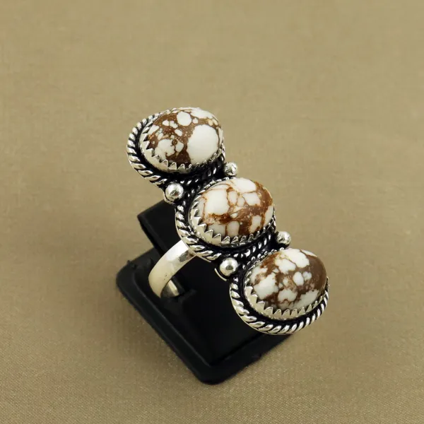 Natural Wild Horse Sterling Silver Plated Handmade Ring - Size 7.5 — photo 1