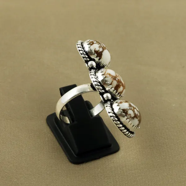 Natural Wild Horse Sterling Silver Plated Handmade Ring - Size 7.5 — photo 3