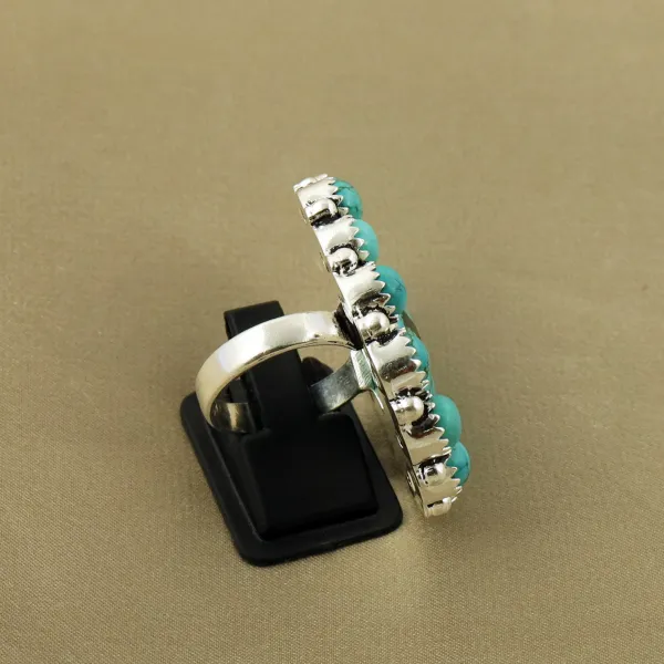 Natural Turquoise Sterling Silver Plated Handmade Ring - Size 7.5 — photo 3