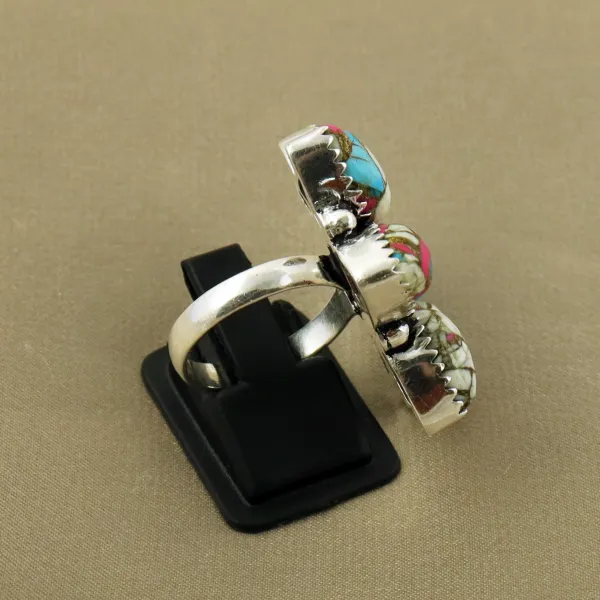 Natural Cotton Candy Sterling Silver Plated Handmade Ring - Size 7.5 — photo 3