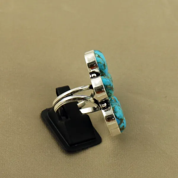Natural Kingman Turquoise Sterling Silver Plated Handmade Ring - Size 8 — photo 3