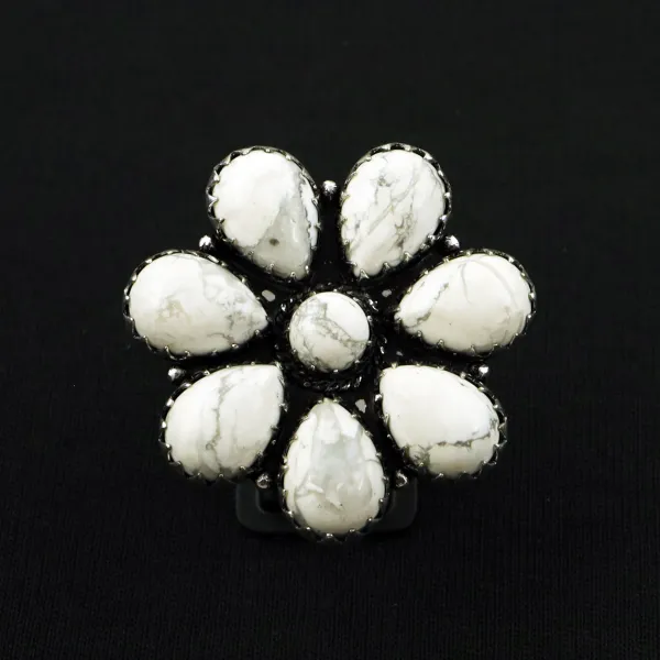 Natural Howlite Sterling Silver Plated Handmade Ring - Size 11 — photo 2