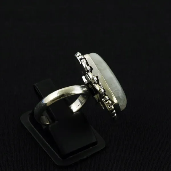 Natural Rainbow Moonstone Sterling Silver Plated Handmade Ring - Size 8 (Adjustable) — photo 4