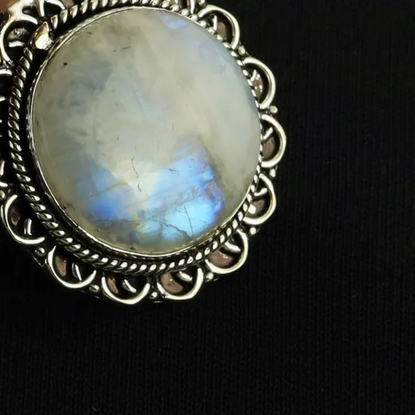 Natural Rainbow Moonstone Sterling Silver Plated Handmade Pendant — photo 4