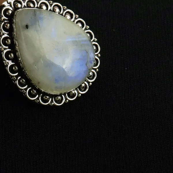 Natural Rainbow Moonstone Sterling Silver Plated Handmade Pendant — photo 4