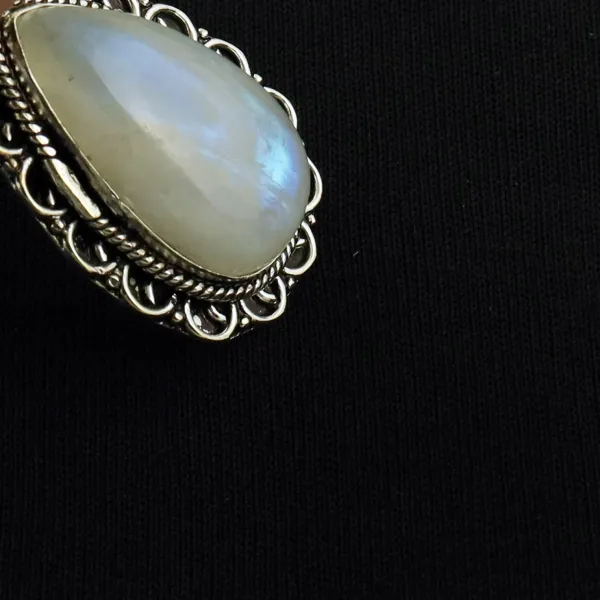 Natural Rainbow Moonstone Sterling Silver Plated Handmade Pendant — photo 4