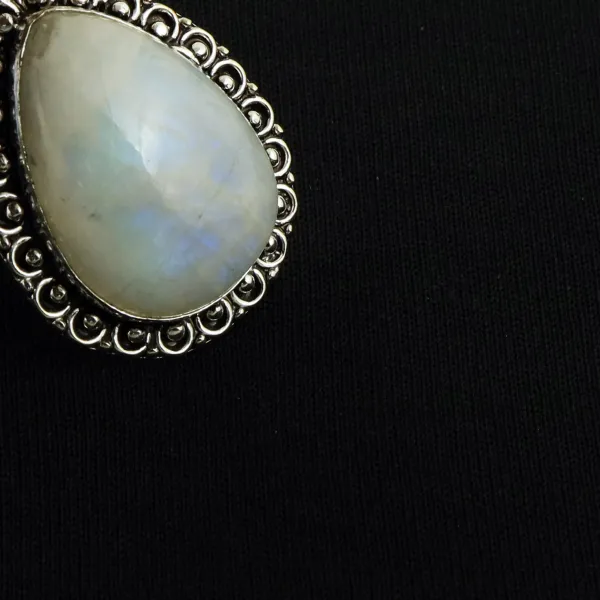 Natural Rainbow Moonstone Sterling Silver Plated Handmade Pendant — photo 4