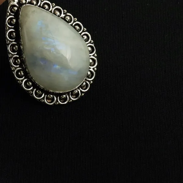 Natural Rainbow Moonstone Sterling Silver Plated Handmade Pendant — photo 4