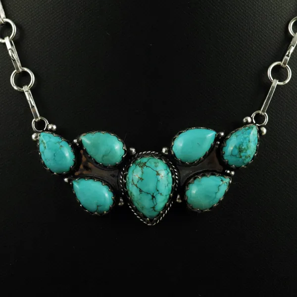 Natural Turquoise Sterling Silver Plated Handmade Necklace — photo 2
