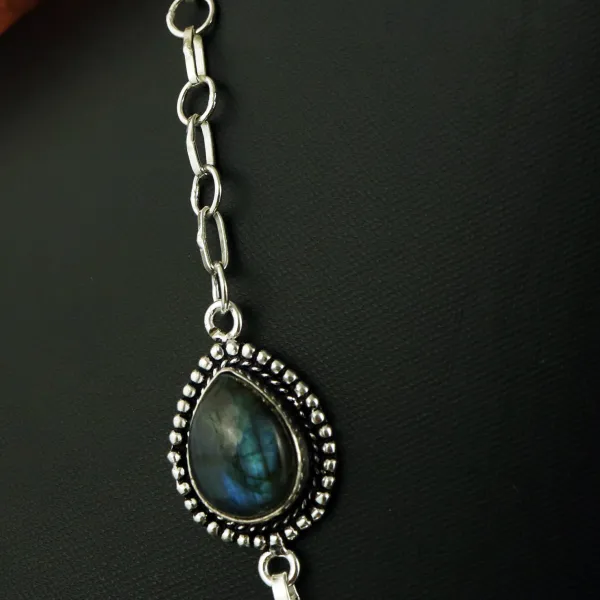 Natural Labradorite Sterling Silver Plated Handmade Necklace — photo 4