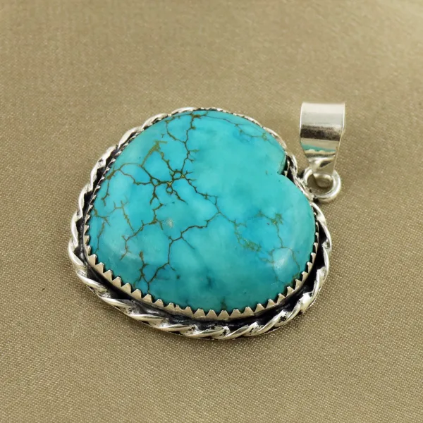 Natural Turquoise Sterling Silver Plated Handmade Pendant — photo 2