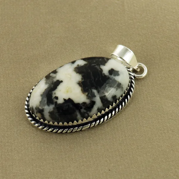 Natural Zebra Jasper Sterling Silver Plated Handmade Pendant — photo 2