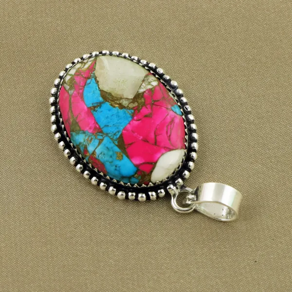 Natural Cotton Candy Sterling Silver Plated Handmade Pendant — photo 3