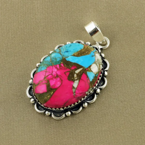 Natural Cotton Candy Sterling Silver Plated Handmade Pendant — photo 2