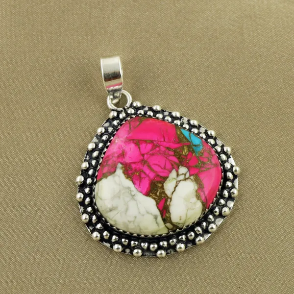 Natural Cotton Candy Sterling Silver Plated Handmade Pendant — photo 1
