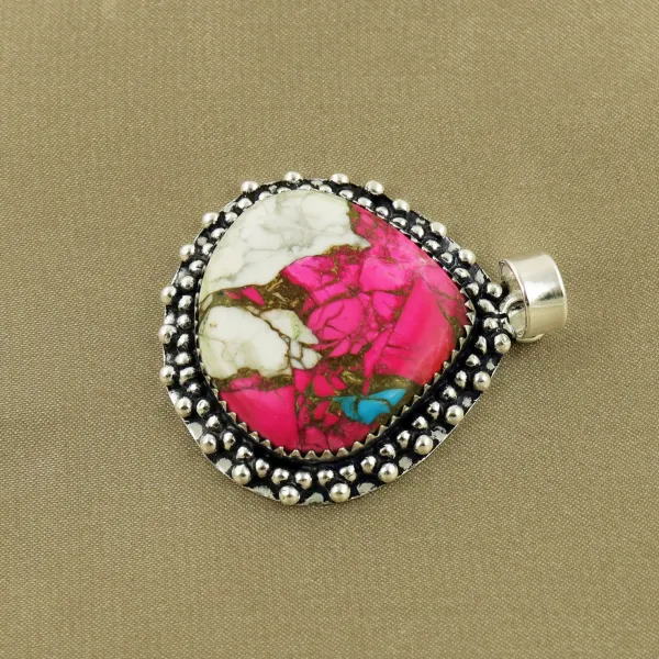 Natural Cotton Candy Sterling Silver Plated Handmade Pendant — photo 2