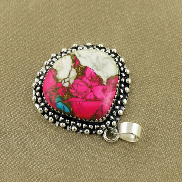 Natural Cotton Candy Sterling Silver Plated Handmade Pendant — photo 3