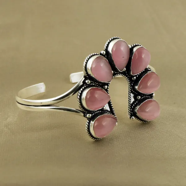 Natural Monalisa Sterling Silver Plated Handmade Cuff Bangle — photo 2