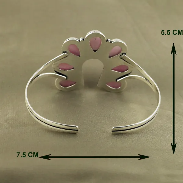 Natural Monalisa Sterling Silver Plated Handmade Cuff Bangle — photo 3