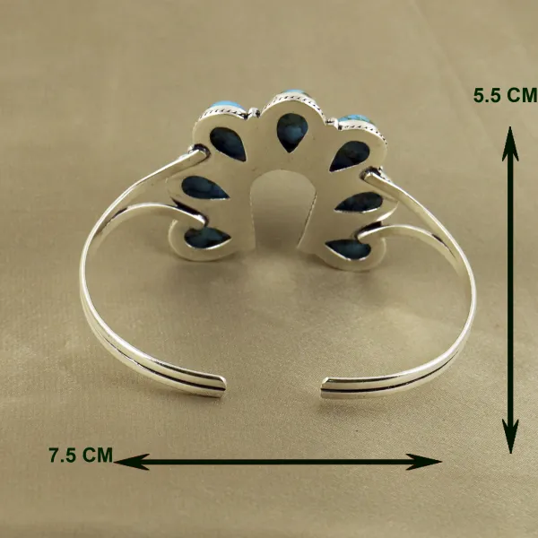 Natural Kingman Turquoise Sterling Silver Plated Handmade Cuff Bangle — photo 3