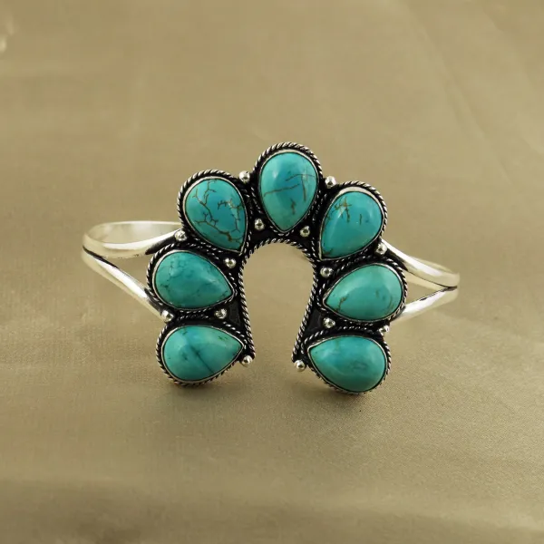 Natural Turquoise Sterling Silver Plated Handmade Cuff Bangle — photo 1