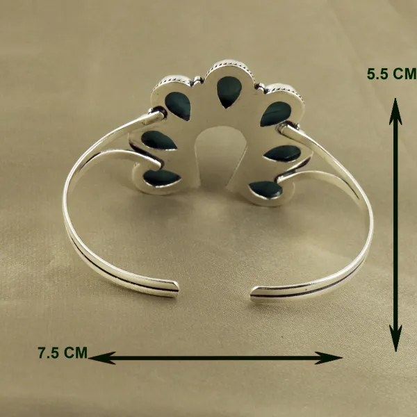 Natural Turquoise Sterling Silver Plated Handmade Cuff Bangle — photo 3