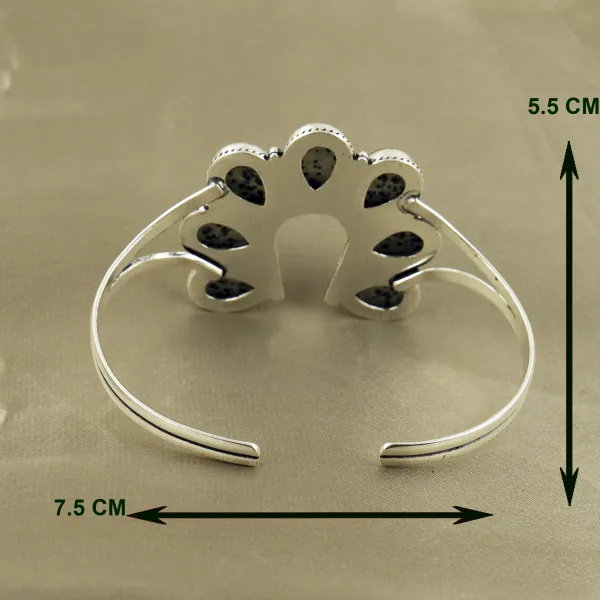 Natural Dalmatian Jasper Sterling Silver Plated Handmade Cuff Bangle — photo 3
