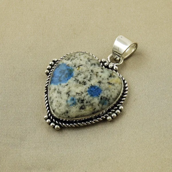 Natural K2 Jasper Sterling Silver Plated Handmade Pendant — photo 2