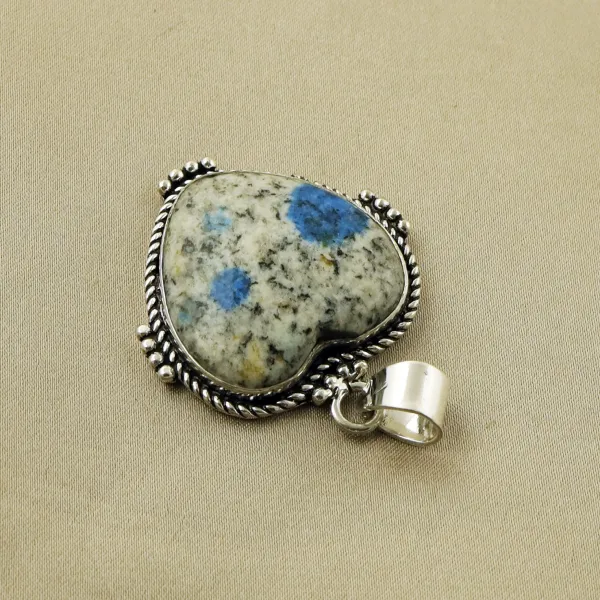 Natural K2 Jasper Sterling Silver Plated Handmade Pendant — photo 3