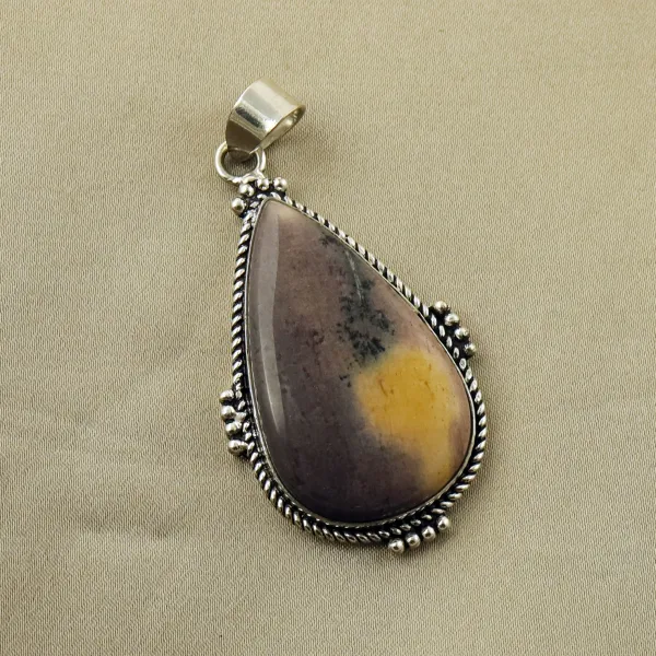 Natural Dendrite Opal Sterling Silver Plated Handmade Pendant — photo 1