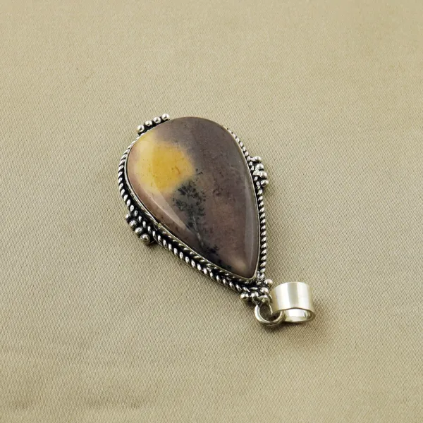Natural Dendrite Opal Sterling Silver Plated Handmade Pendant — photo 3