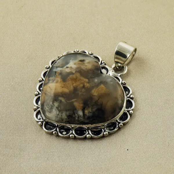 Natural Maligano Jasper 2 Micron Sterling Silver Plated Handmade Pendant — photo 2
