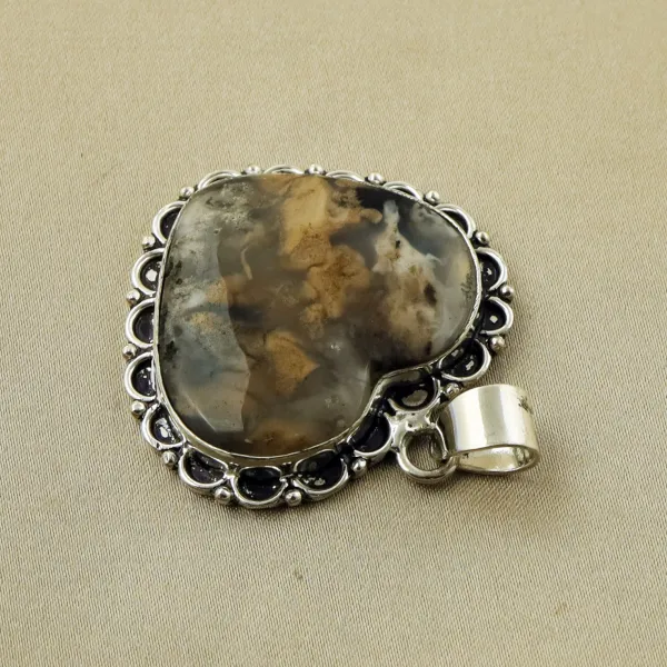 Natural Maligano Jasper 2 Micron Sterling Silver Plated Handmade Pendant — photo 3