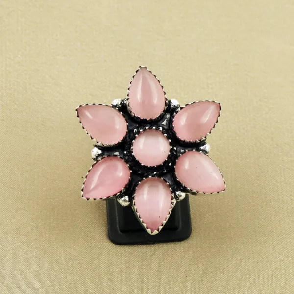 Natural Monalisa Sterling Silver Plated Handmade Ring - Size 8.5 — photo 2