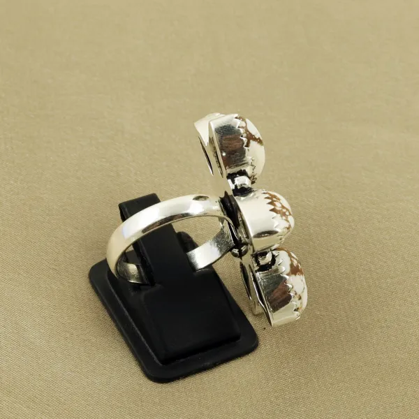 Natural Wild Horse & Howlite Sterling Silver Plated Handmade Ring - Size 9 — photo 3