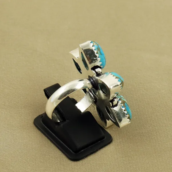 Natural Kingman Turquoise Sterling Silver Plated Handmade Ring - Size 8 — photo 3
