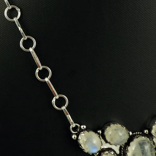 Natural Rainbow Moonstone Sterling Silver Plated Handmade Necklace — photo 4